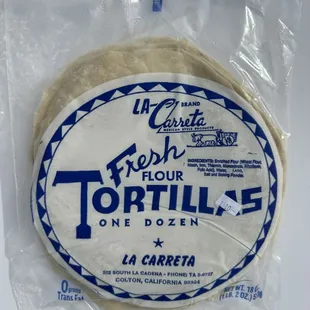 Hand Stretched 18oz flour tortillas made with lard