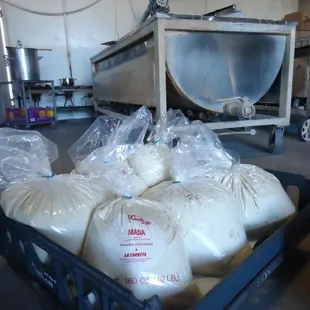 Prepared Masa sold per order or in 5-10 pound bags. Plain masa sold per order or in 2-5 pound bags