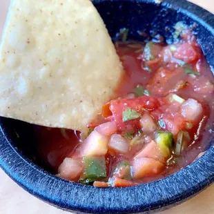 a tortilla and salsa