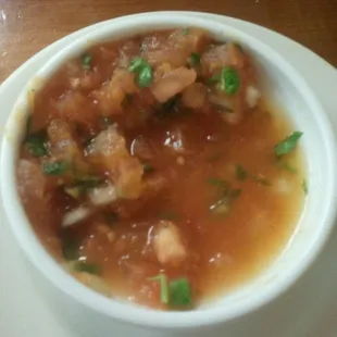 Salsa has a pico de gallo consistency.