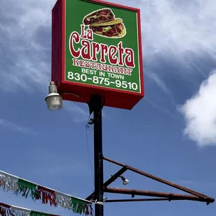 a sign for the restaurant