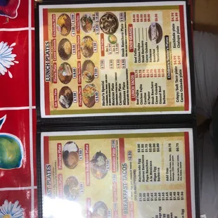 Inside view of menu. Nice selection and great prices
