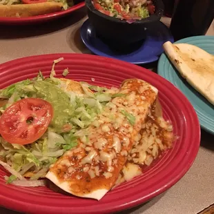 Vegetarian "C" with a burrito, tostada and a cheese quesadilla.