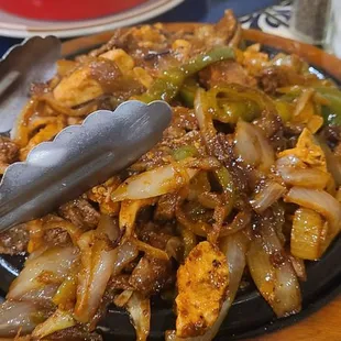 Chicken and steak fajitas