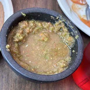 Half eaten salsa. Second bowl for party of 4!