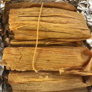 a stack of tamales