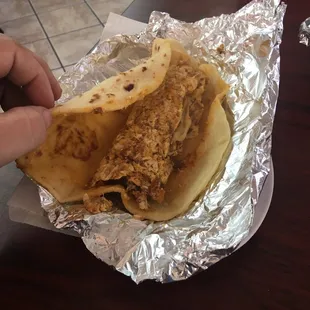 Chorizo and egg taco