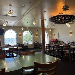 tables and chairs in a restaurant