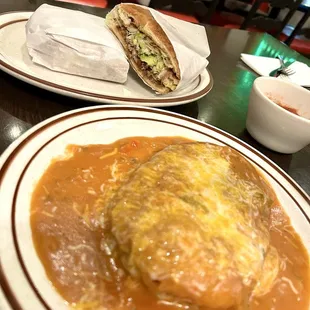 Enormous Chile Relleno with a large Carnitas Torta in the rear. Both awesome!