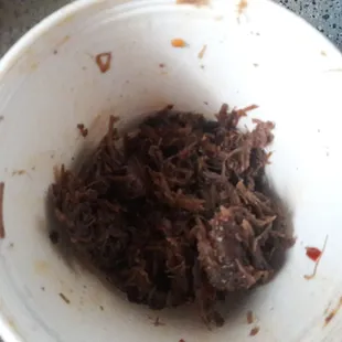 What's left of their famous spicy Barbacoa.
