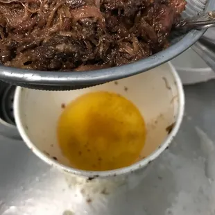 This is from a cup and you can still see the grease in the barbacoa.