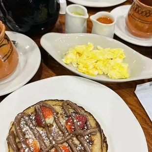Menudo (large), Nutella with strawberries pancake &amp; scrambled eggs, &amp; cafe de olla all around!