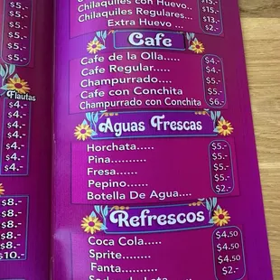 menu