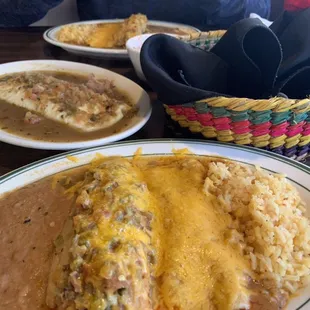 Two regular dinners and one wet burrito.