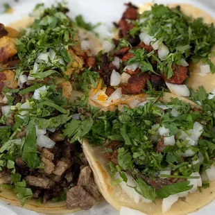 Street tacos . .pollo, asada, pastor and birria de res