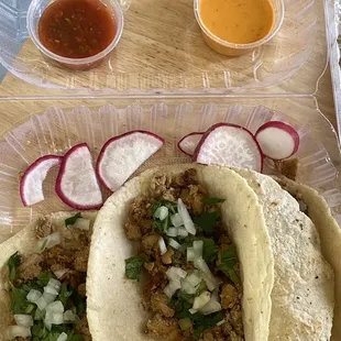 Chicken 3 Tacos with Cilantro and Onion