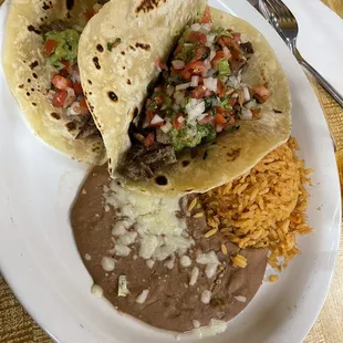 Carne Asada Tacos with flour tortillas