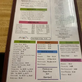 Full menu and prices...yikes!