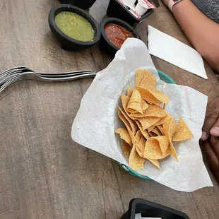 a plate of tortillas and chips