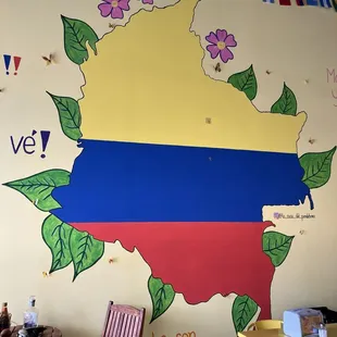 Hand painted mural of Colombia