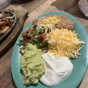 Fajita fixings and beans