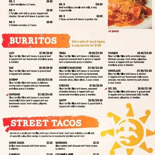 a menu for a mexican restaurant
