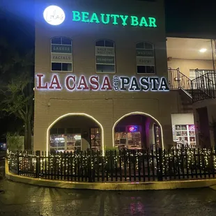 outside of restaurant at night