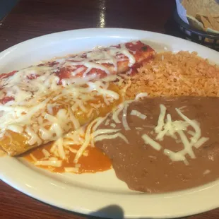 Burrito, Enchilada, Rice &amp; Beans - all very nice!