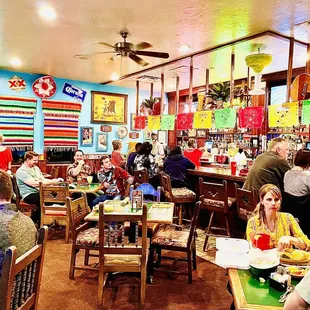 people eating at tables