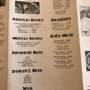 menu