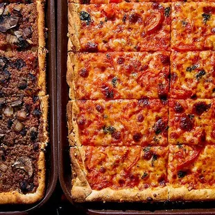 Tough decision....cheese or hamburger??  Good news is you can't go wrong with any pizza at La Casa.