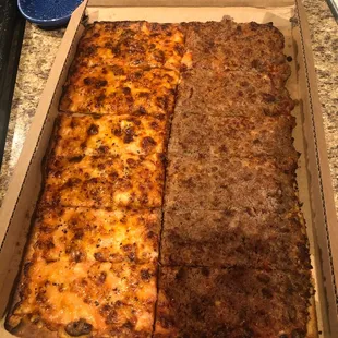 1/2 Marg and 1/2 hamburger. They didn't have the diced tomatoes for the marg, but I didn't mind, still tastes the same!