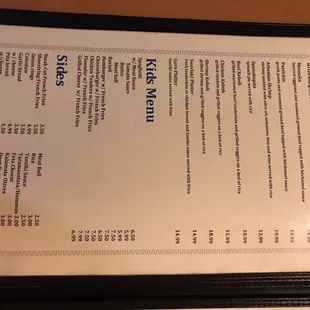 menu