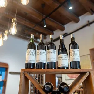 bottles of wine on display