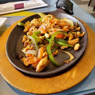 Chicken fajitas.