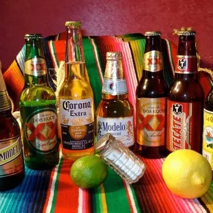 a variety of mexican beers