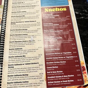 a menu for a mexican restaurant