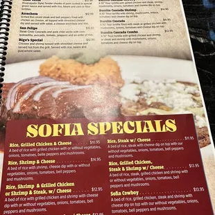 a menu for a mexican restaurant