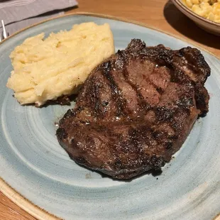 The Ribeye was okay, the Whipped Potatoes taste like they were from a box.