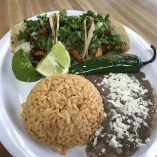 Special every day 3 tacos  with rice &amp; beans