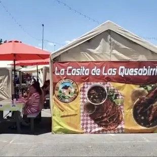 The area where you sit down to eat, there are many areas with shade provided.