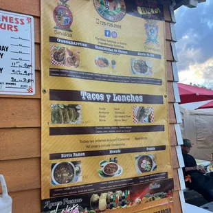 Our menu on the food truck.