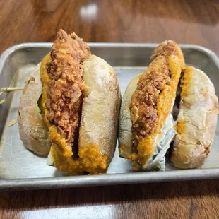 Chicken tiki masala sandwich, good. Mild flavor, not too strong spices