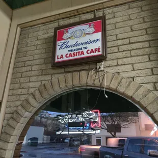 the entrance to the restaurant