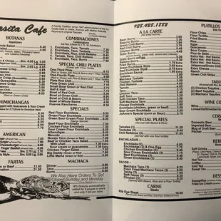 Takeout menu