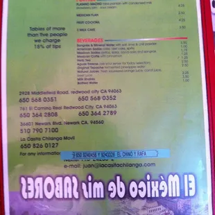 menu