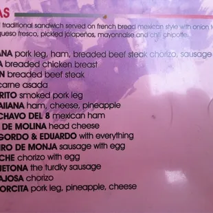 menu