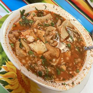 Menudo with all the fixings.