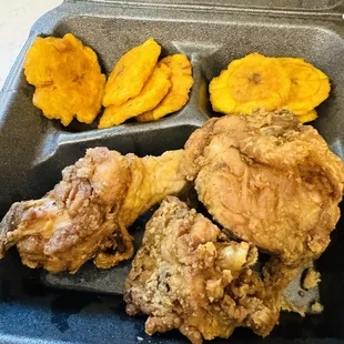 Pollo Frito &amp; Tostones side!  Very good!!