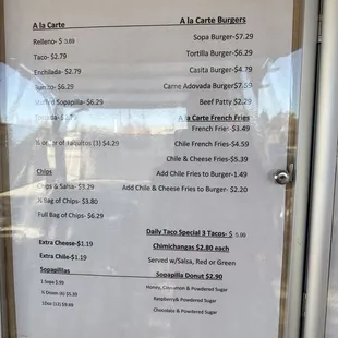 the menu